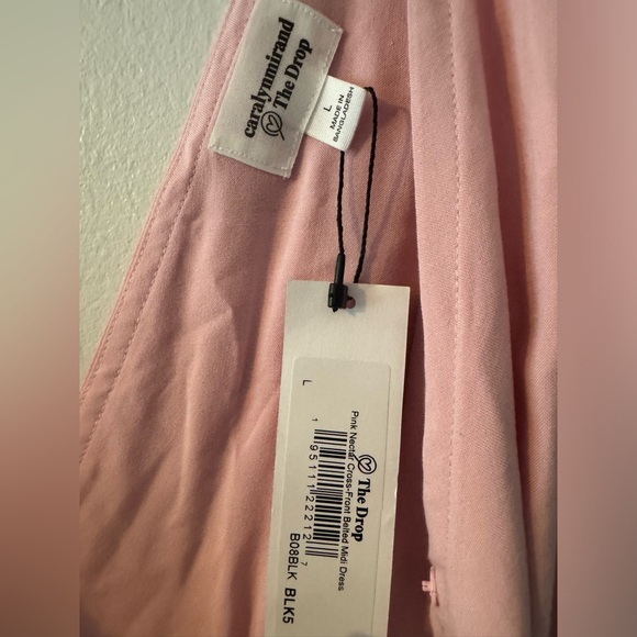 Caralyn Mirand by the Drop Pink Nectar Cross-Front Belted Midi Dress (Size L) - Picture 3 of 4